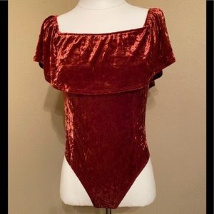 BAND OF GYPIES STUNNING RUST VELOUR BODYSUIT, Small.NEW W/O TAGS! 2 snap crotch.